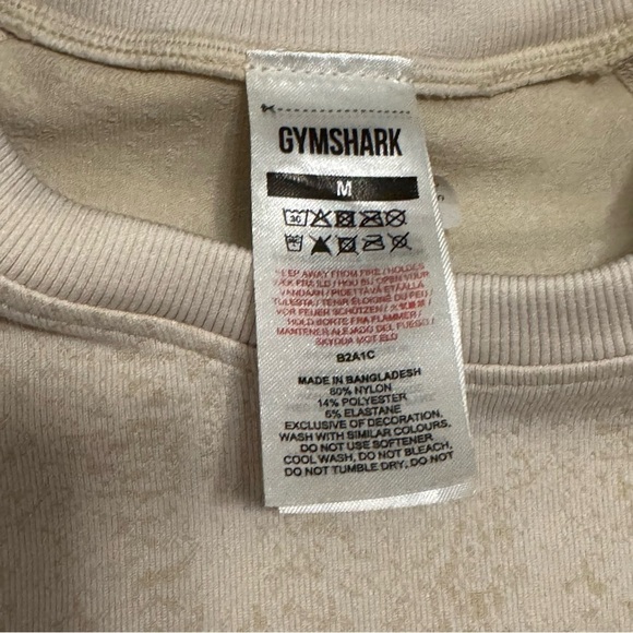 Women's Gymshark Cream Long Sleeve Cropped Workout Top - Picture 7 of 9